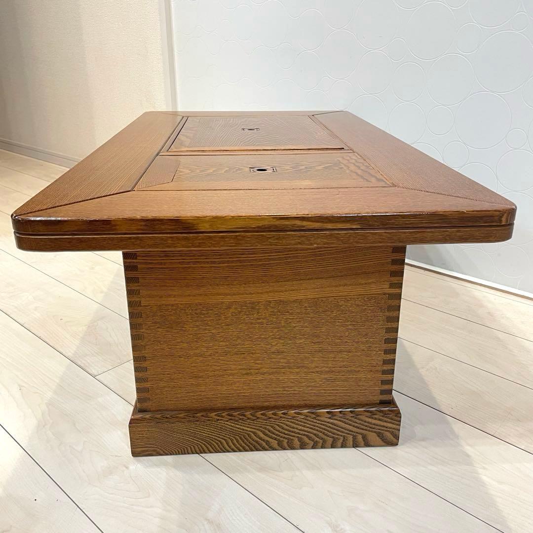【美品】高級囲炉裏座卓 火鉢テーブル 座卓 銅火入れ付 無垢 レトロモダン