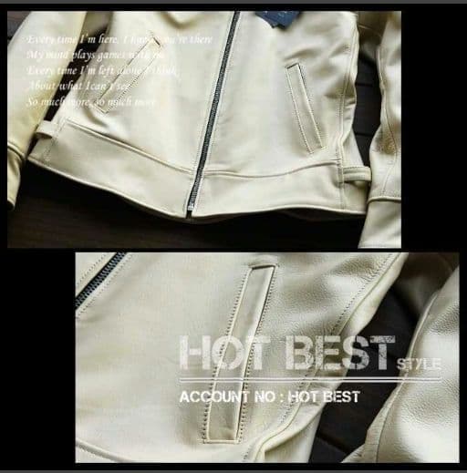 M【新品】22万円　最上級牛革 美カラーホワイトアイボリー レザージャケット