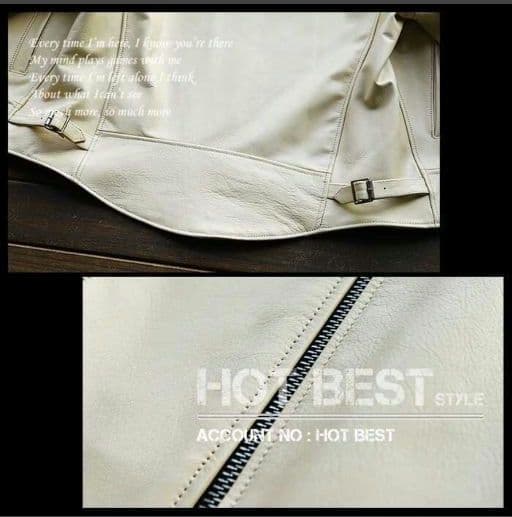 M【新品】22万円　最上級牛革 美カラーホワイトアイボリー レザージャケット
