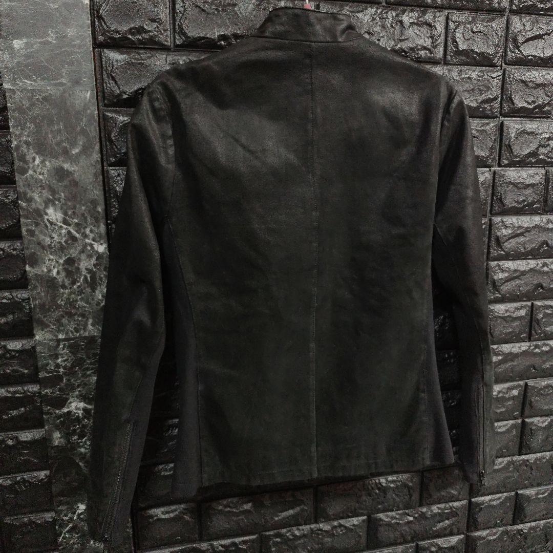 美品　ノーアイディー　黒１色　レザー（豚革）シングルライダースジャケット