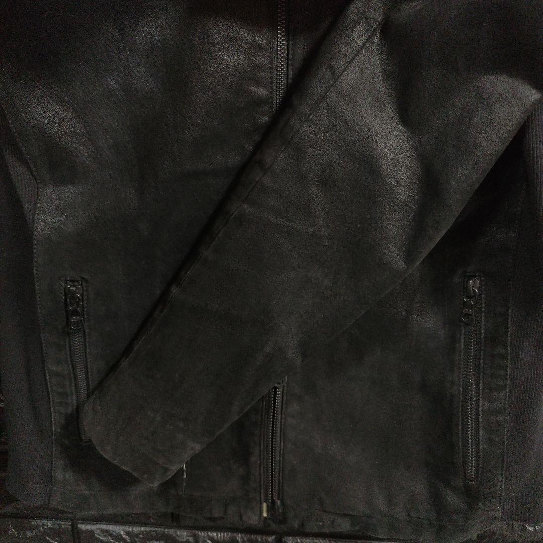 美品　ノーアイディー　黒１色　レザー（豚革）シングルライダースジャケット