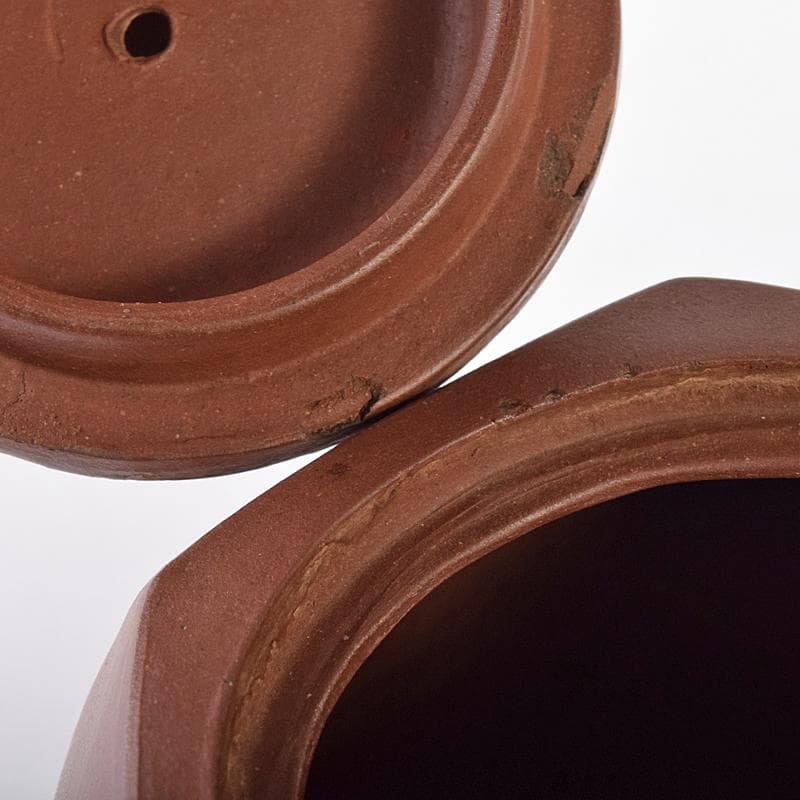 中国　小六方　紫砂　朱泥　漢詩草文　六角急須　茶壷　V　R8293