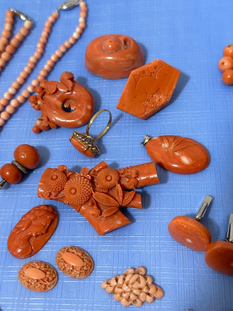 珊瑚 サンゴアクセサリー 珊瑚玉 14k金珊瑚指輪 265グラム