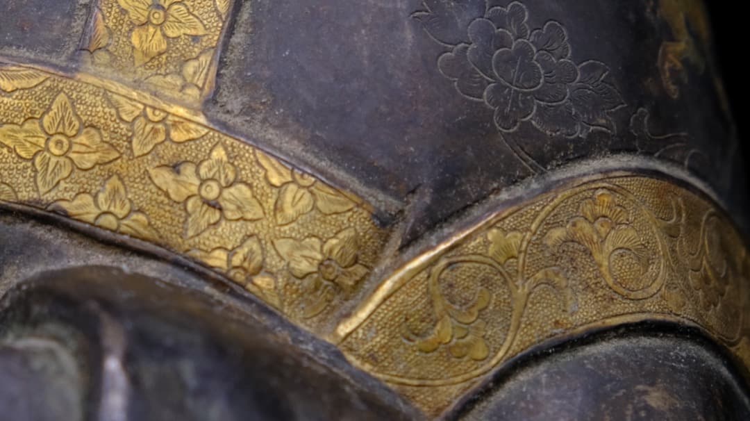 希少　中国美術　唐婦人像　細密象嵌　金属工芸　銀　銅　古玩　総重量2031.8g