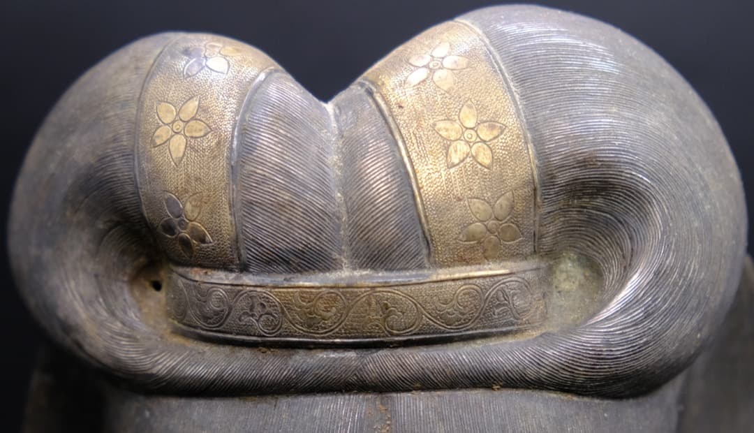 希少　中国美術　唐婦人像　細密象嵌　金属工芸　銀　銅　古玩　総重量2031.8g