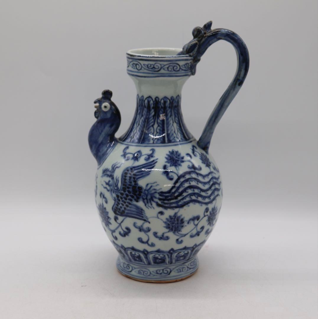中国美術　染付　龍柄水注　大明宣徳年製銘　送料込み251015
