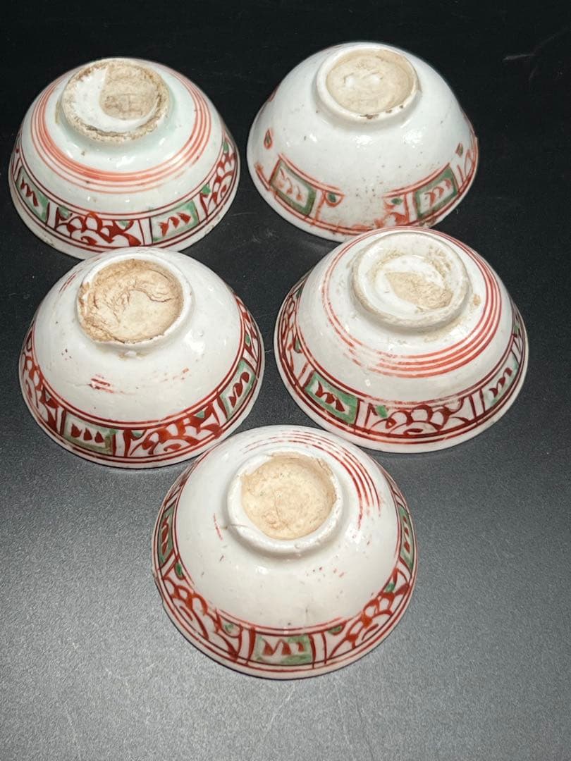 中国明朝時代　赤絵小碗5客 BL2-6