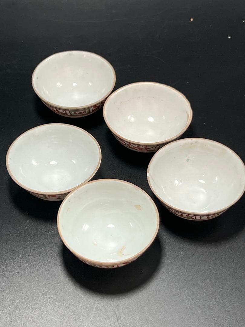 中国明朝時代　赤絵小碗5客 BL2-6