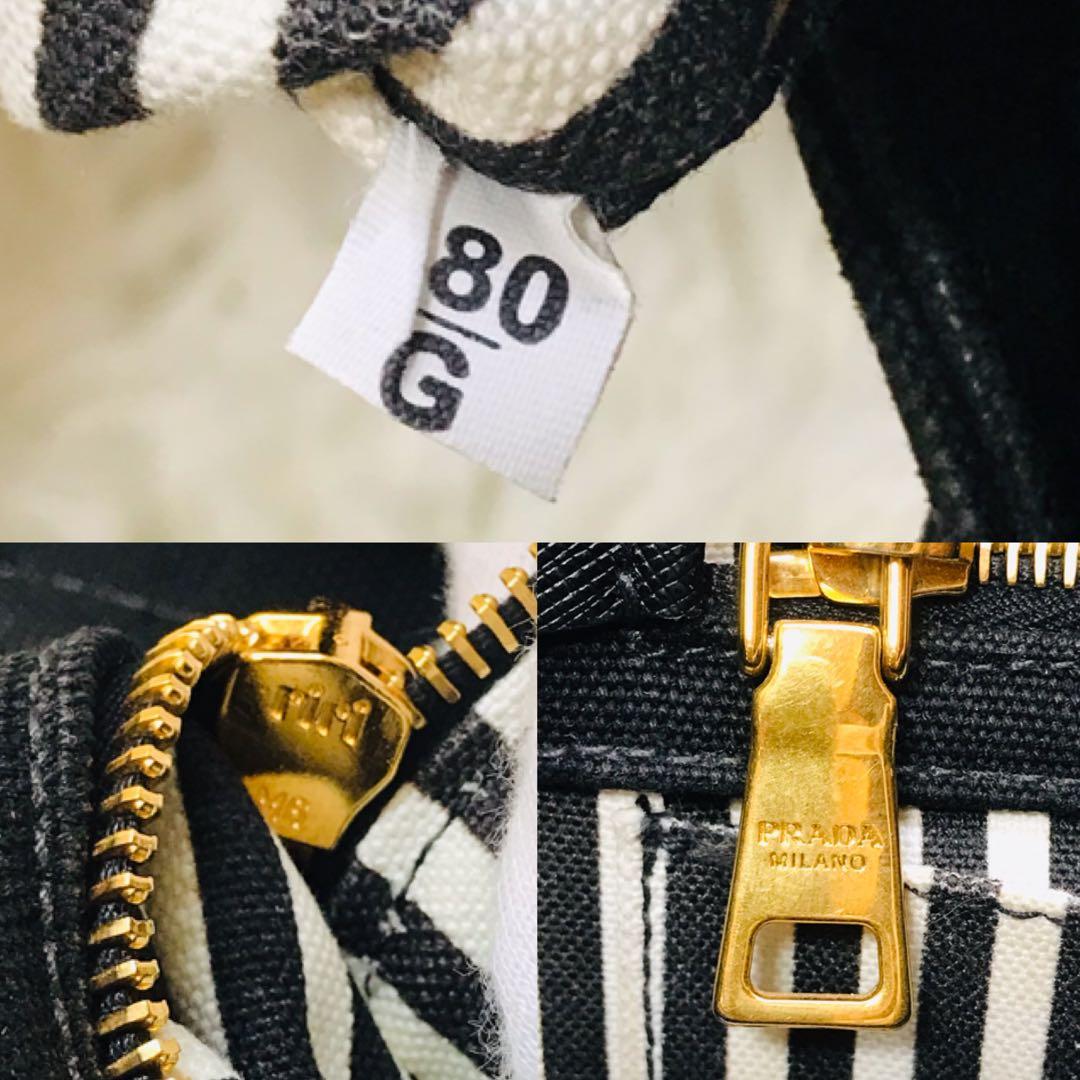 【極美品】プラダ カナパ ストライプ Sサイズ 三角ロゴ 黒 ゴールド金具