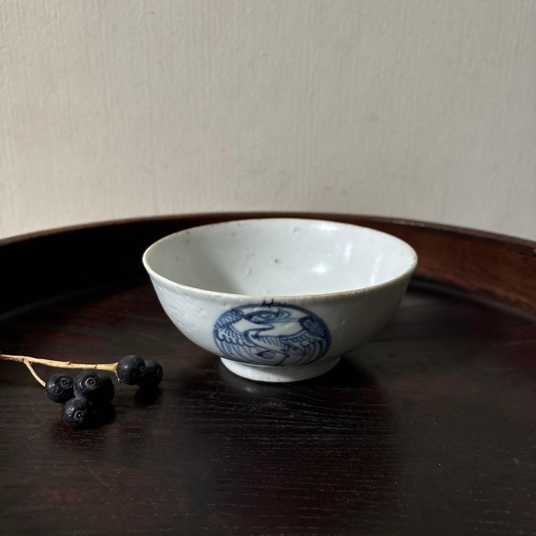 古伊万里丸文染付　茶碗1点　湯呑み　くらわんか　江戸時代　白磁　検:白洲正子李朝