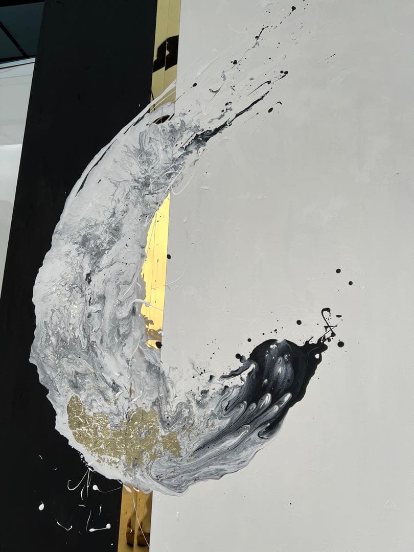 原画/大きい/絵画/アート/抽象画/モダン/ホテル/ブラック/ホワイト/ゴールド