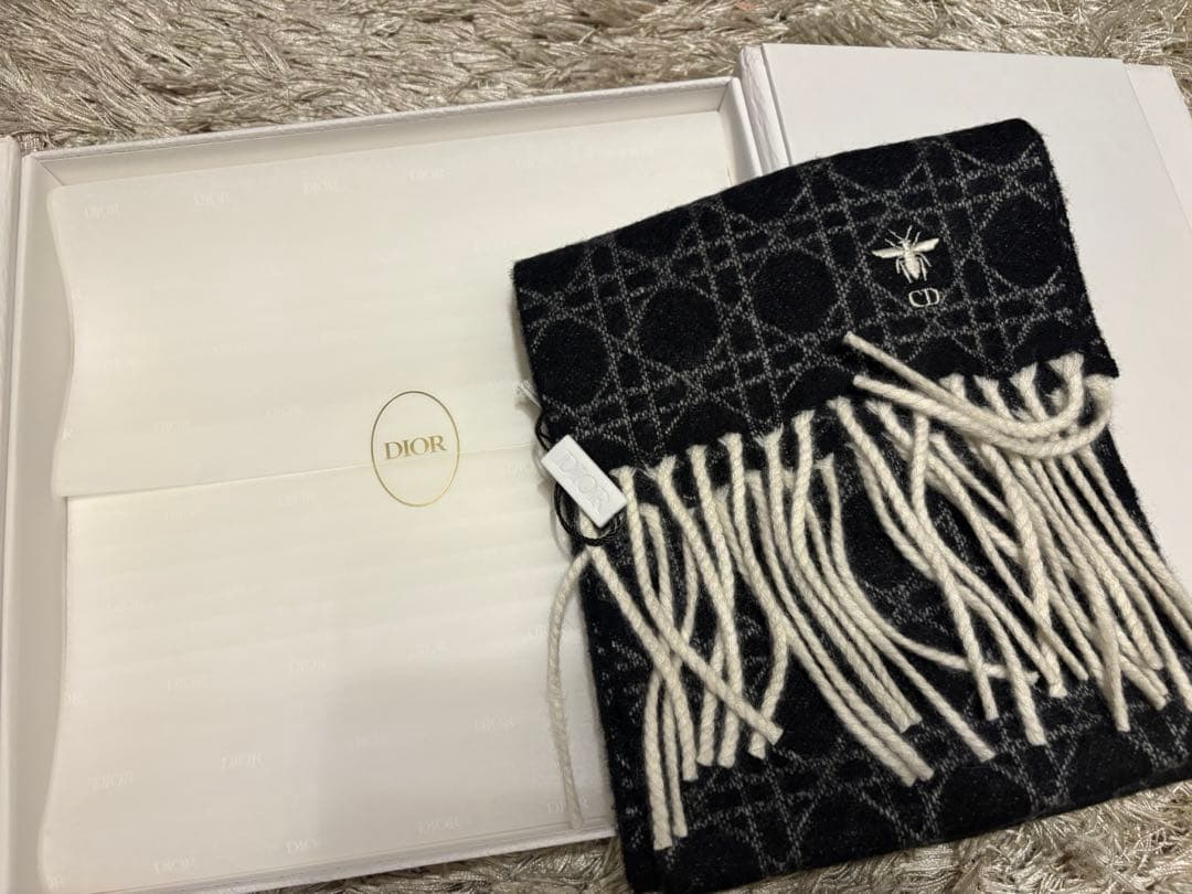 本日発送 Dior カナージュ カシミヤ100%マフラー