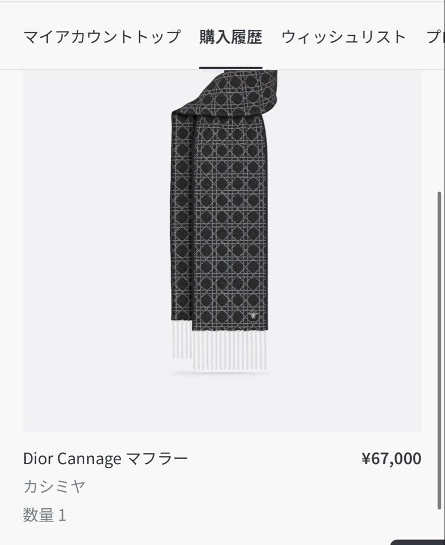 本日発送 Dior カナージュ カシミヤ100%マフラー