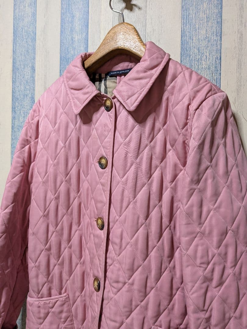 英国製 バーバリー ロンドン キルティングコート L相当 ピンク