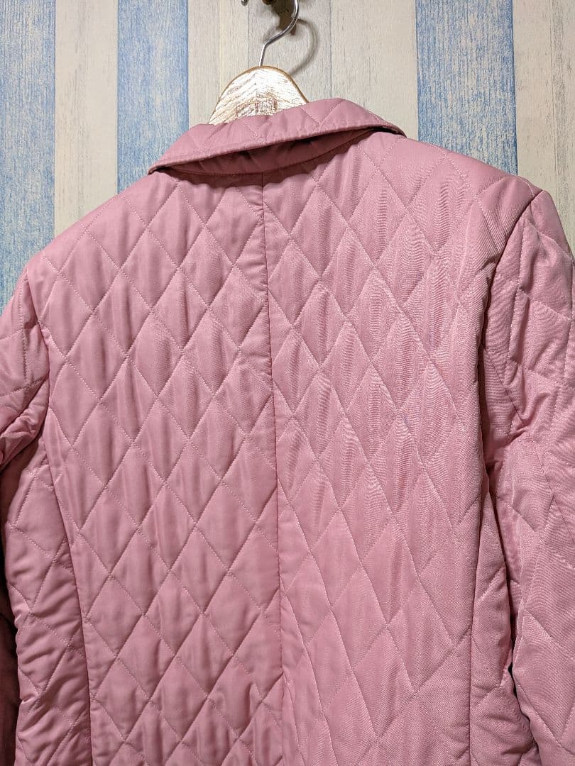 英国製 バーバリー ロンドン キルティングコート L相当 ピンク