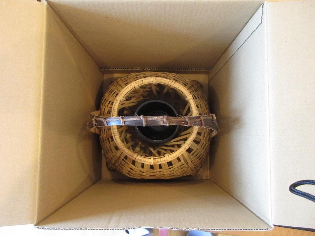 送料込【逢絢亭・新品】茶道具 花入 花籠 本宗全籠 竹手 木地 紙箱入り