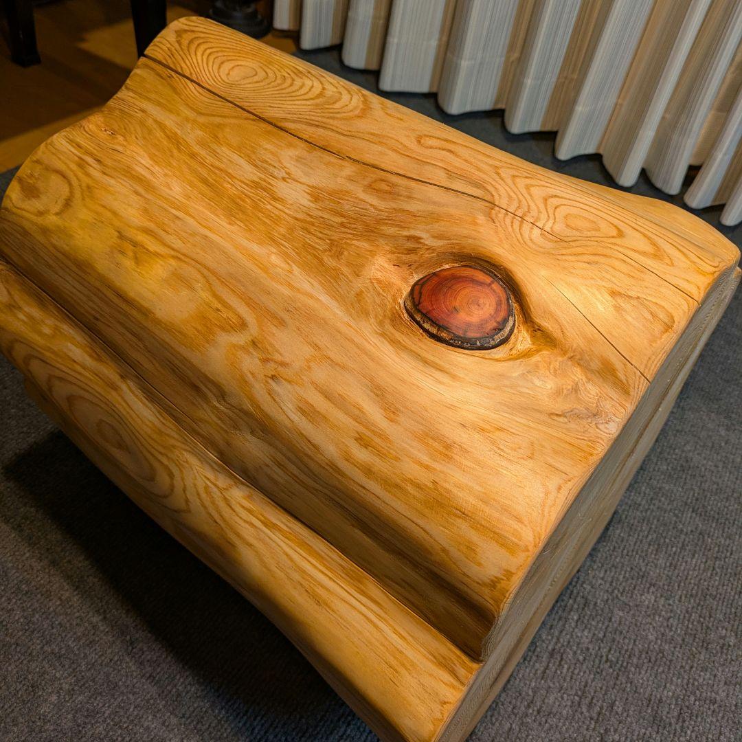 天然ヒバ　大型　切り株　丸太　椅子　スツール　テーブル　高さ約40.5㎝