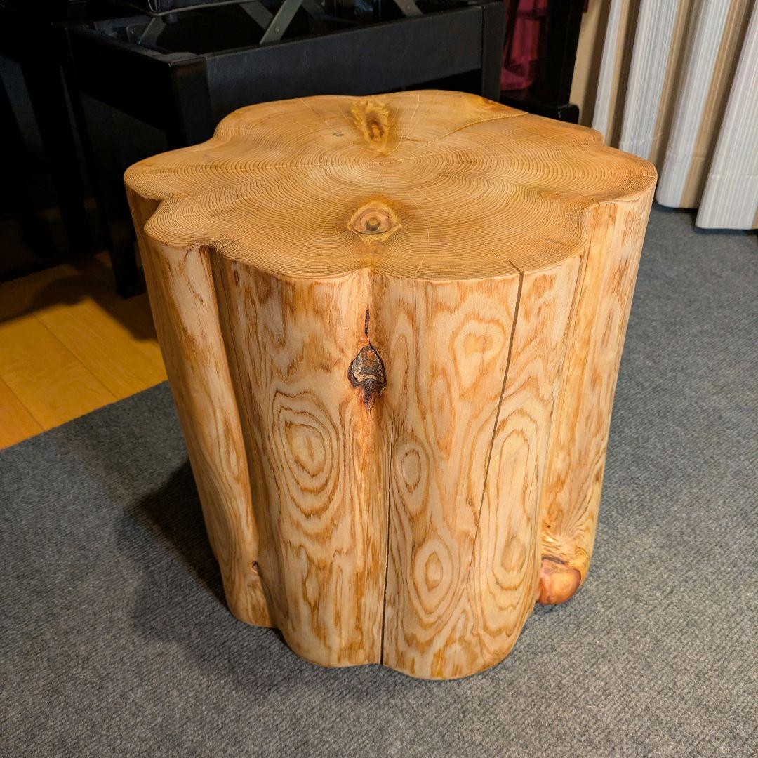 天然ヒバ　大型　切り株　丸太　椅子　スツール　テーブル　高さ約40.5㎝