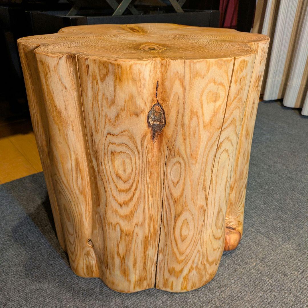 天然ヒバ　大型　切り株　丸太　椅子　スツール　テーブル　高さ約40.5㎝