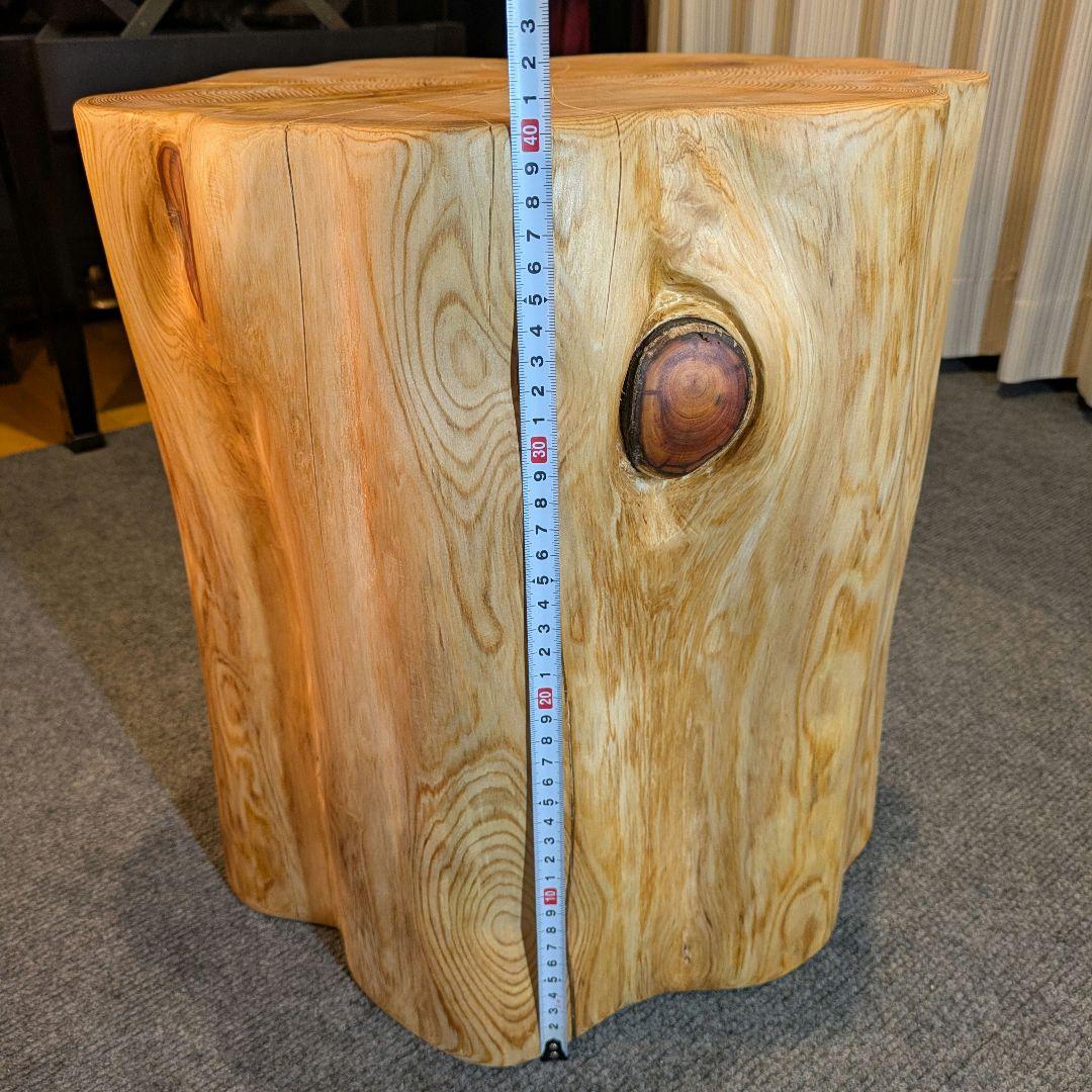 天然ヒバ　大型　切り株　丸太　椅子　スツール　テーブル　高さ約40.5㎝