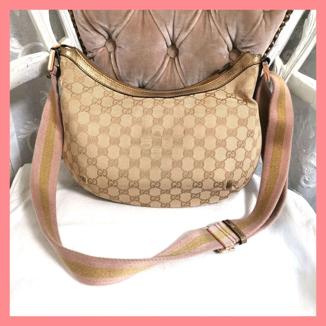 【正規品】グッチGUCCI GG柄シェリーライン斜めがけショルダーバッグ ピンク