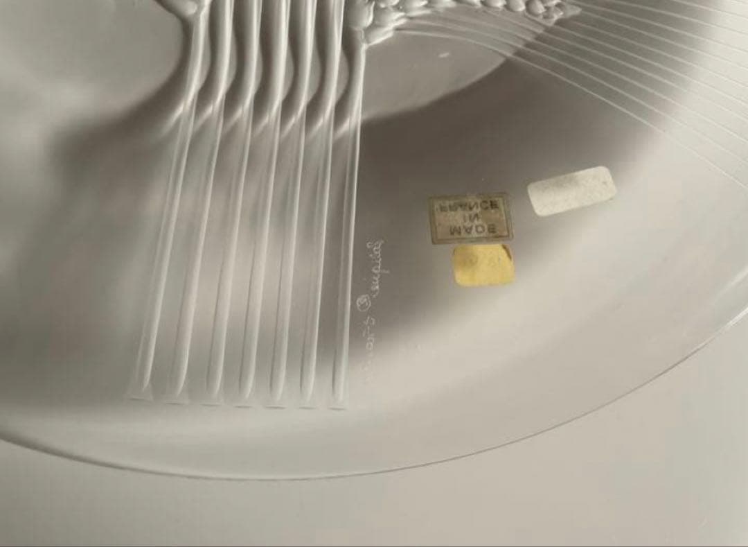 新品ラリックヴェルヌイユ大皿 32cm 購入時のシール有サイン入