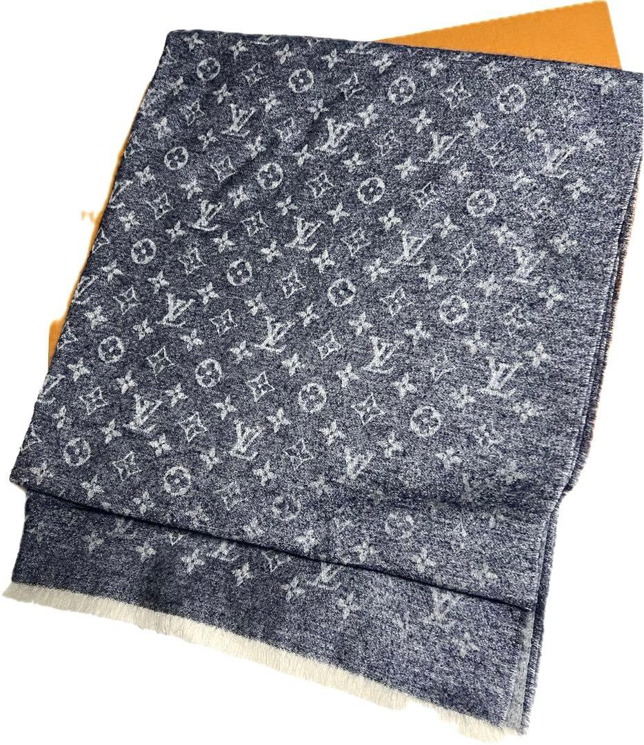 新品Louis Vuitton モノグラムマフラー 色ネイビー170x75cm
