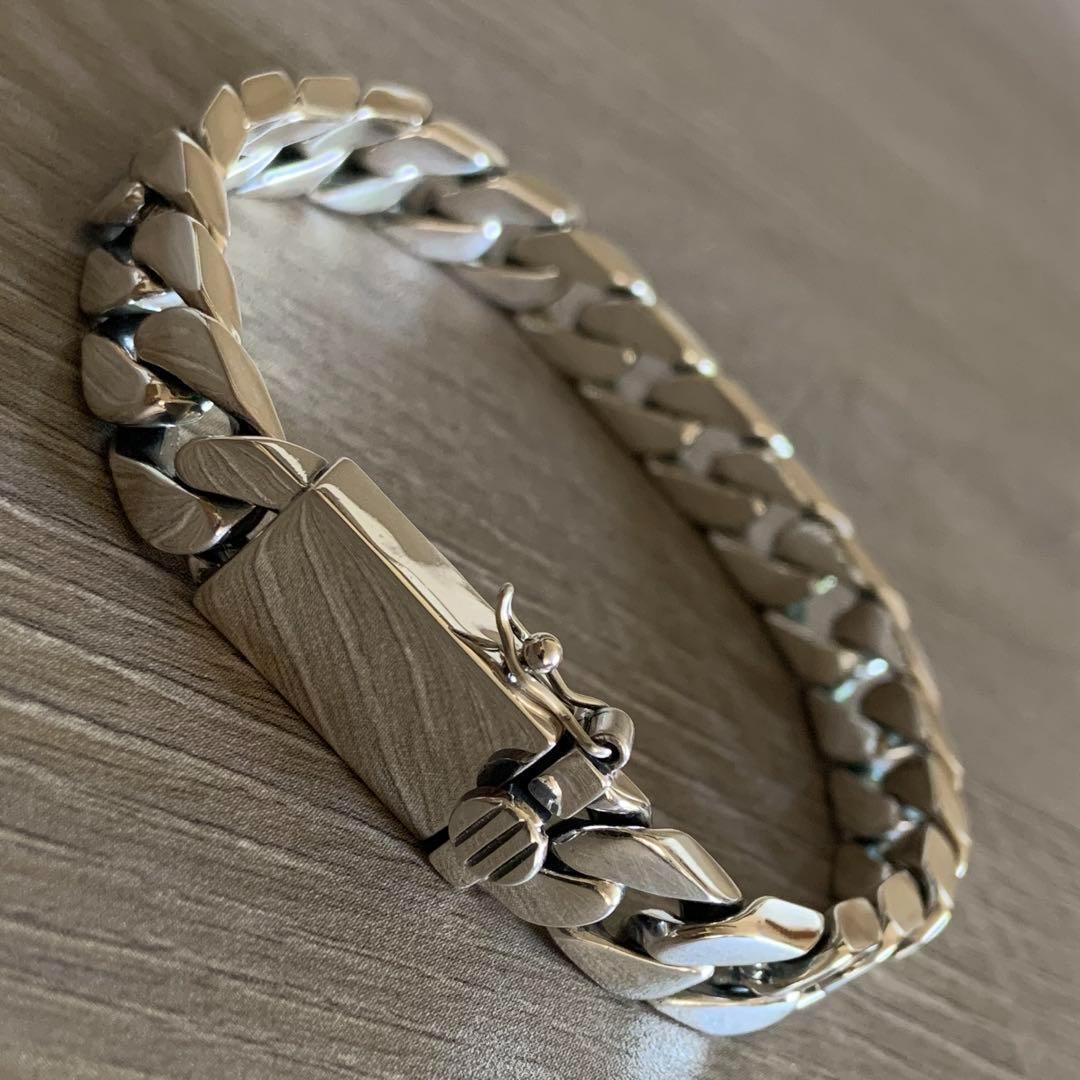 シルバー925製 喜平チェーンブレスレット10mm×20cmキューバン