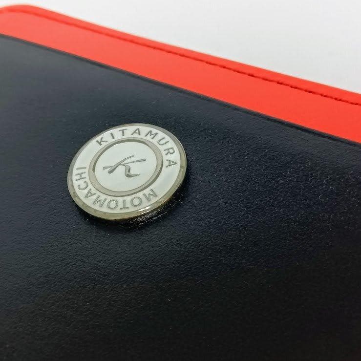 Kitamura/キタムラ★レザー・二折財布 がま口 ダークブルー/レッド
