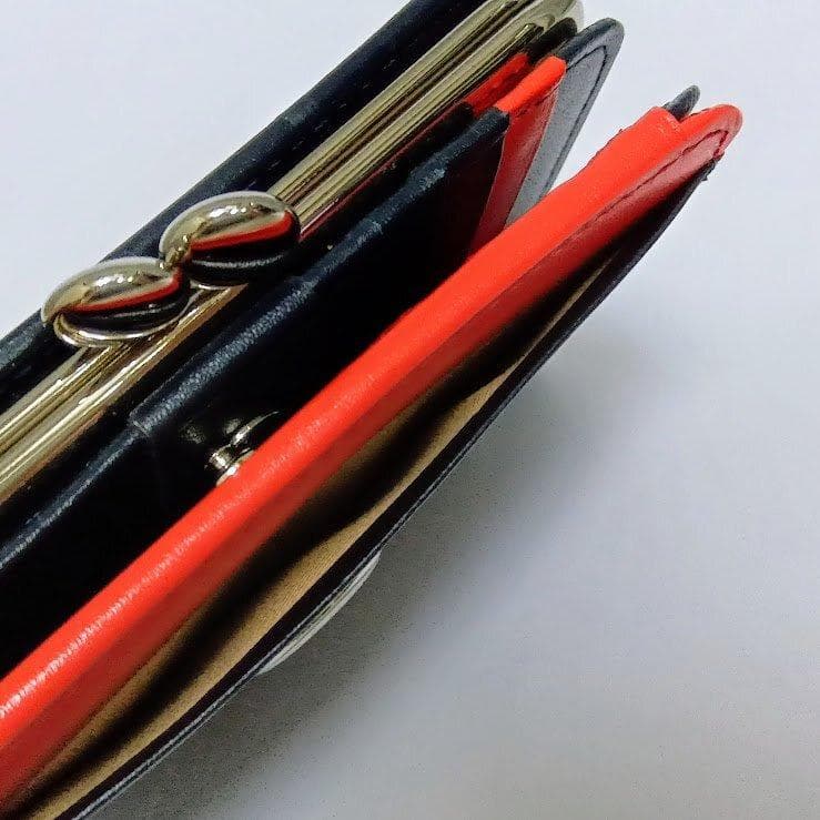 Kitamura/キタムラ★レザー・二折財布 がま口 ダークブルー/レッド