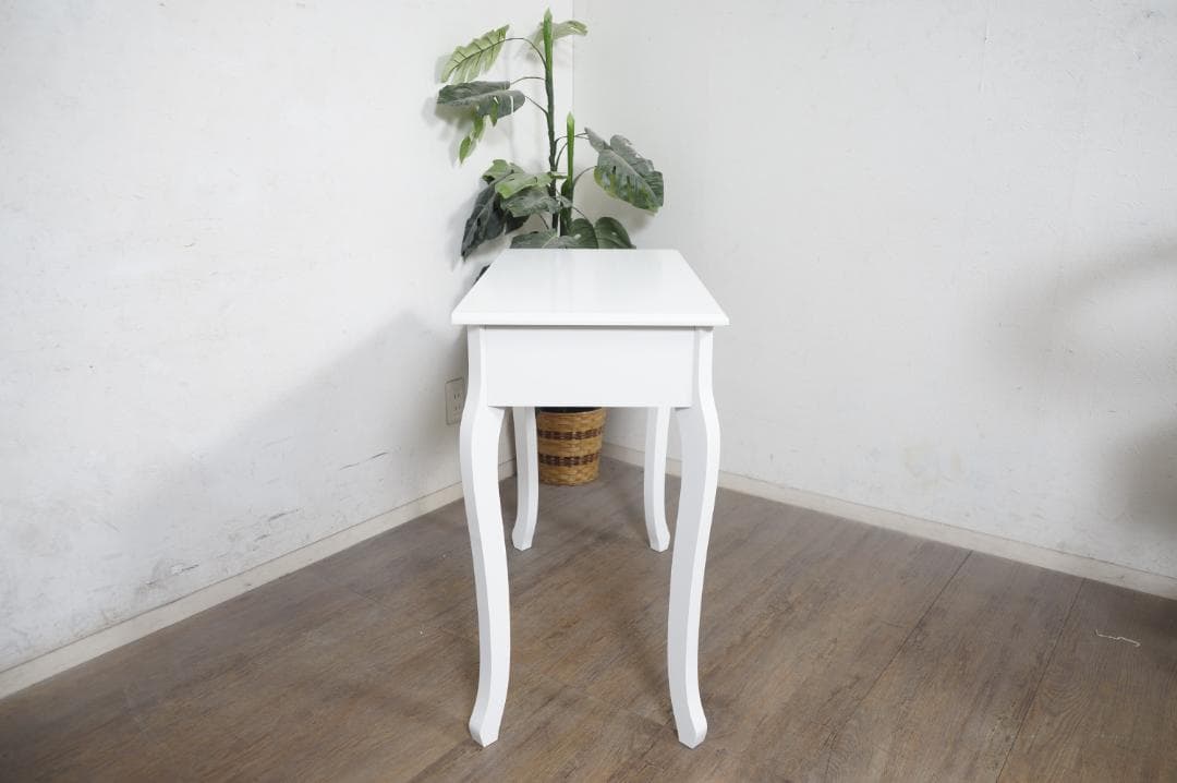 kokoro　　猫脚デスク　引き出し　金取っ手　ホワイト