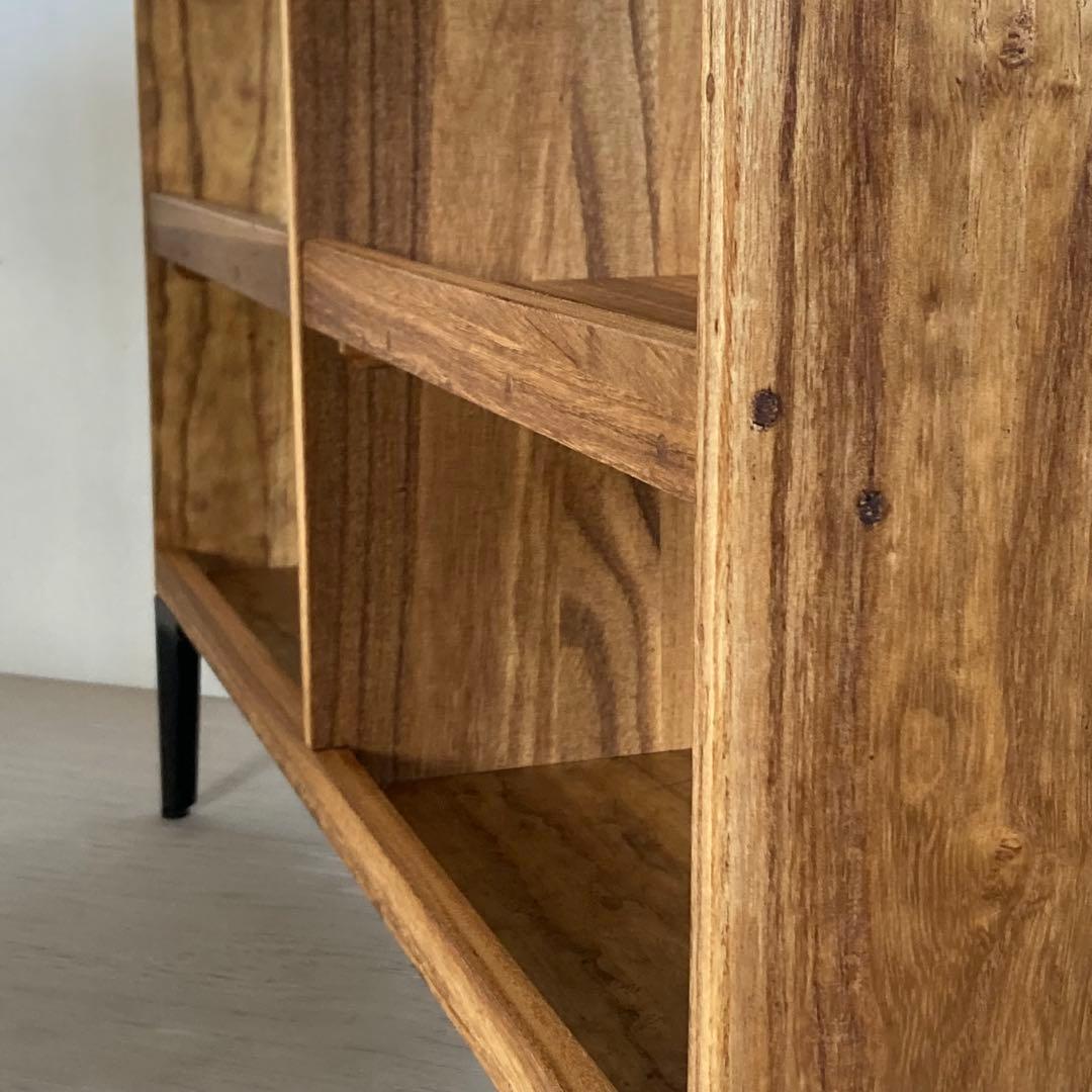 古い木製 オープンラック 鉄脚 木製棚