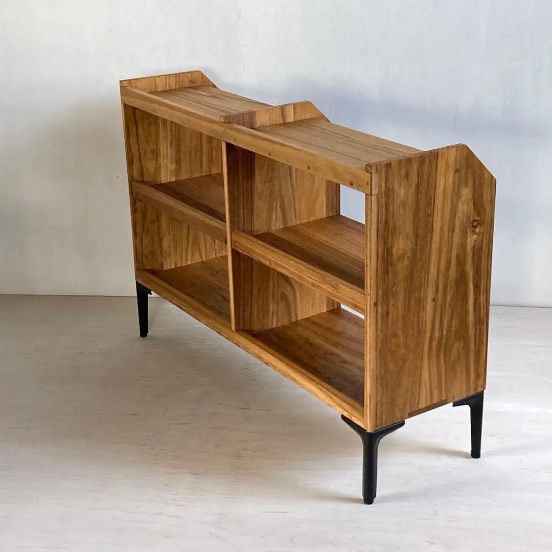 古い木製 オープンラック 鉄脚 木製棚