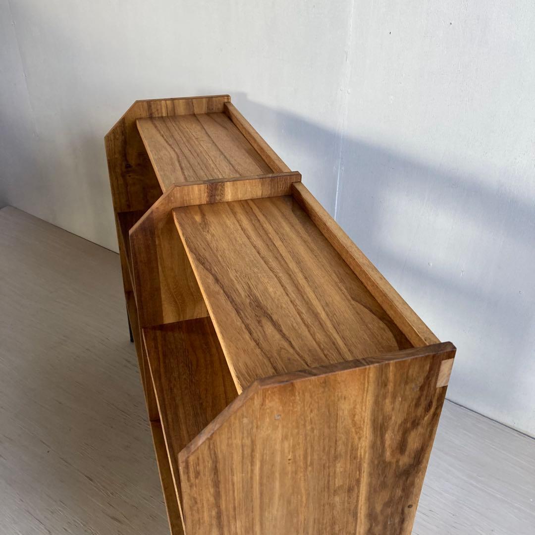 古い木製 オープンラック 鉄脚 木製棚