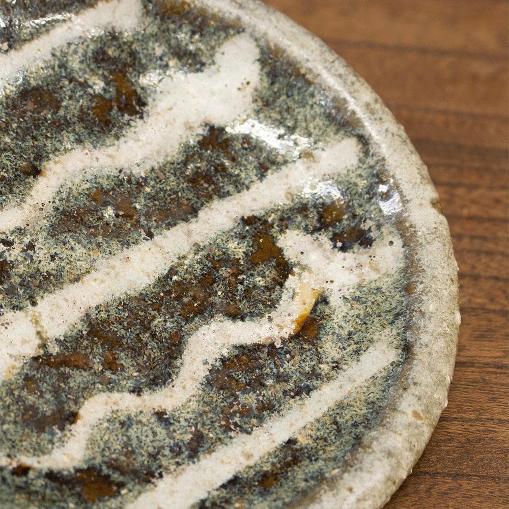 布志名焼 小皿 直径11.5cm 民芸 昭和レトロ スリップウェア（黒5）