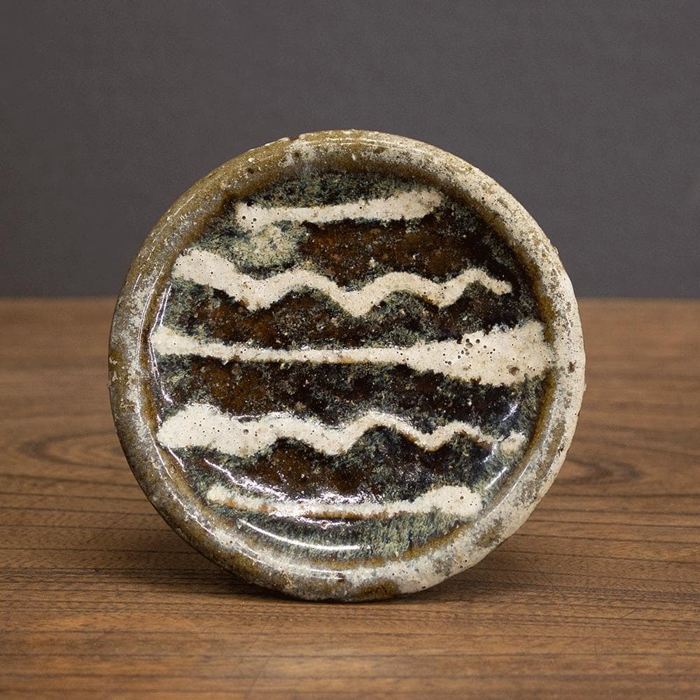 布志名焼 小皿 直径11.5cm 民芸 昭和レトロ スリップウェア（黒5）