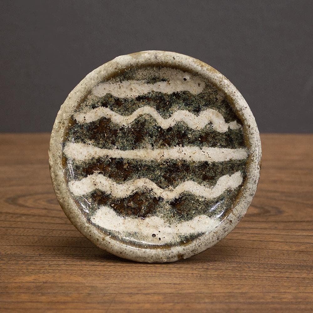 布志名焼 小皿 直径11.5cm 民芸 昭和レトロ スリップウェア（黒5）