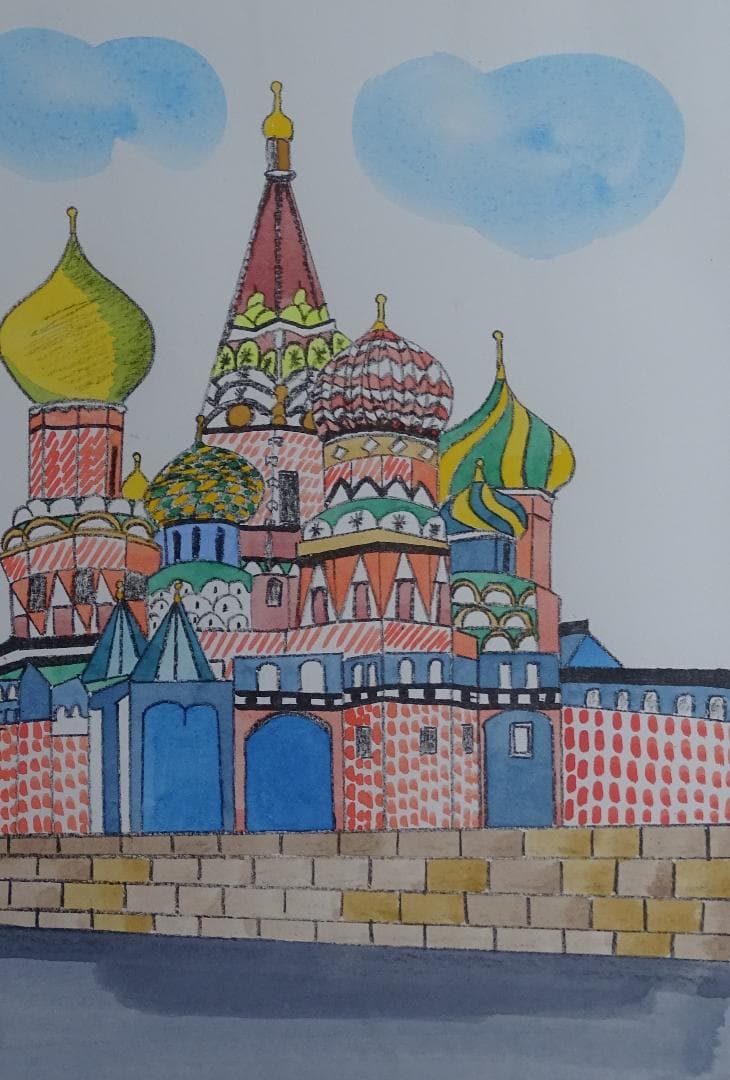 ・作者名：・奥村和子・画題：聖バシリー寺院・技法：リトグラフ限定品