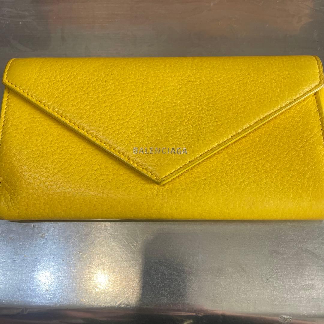 BALENCIAGバレンシアガ ペーパー ウォレット イエロー 二つ折り 長財布