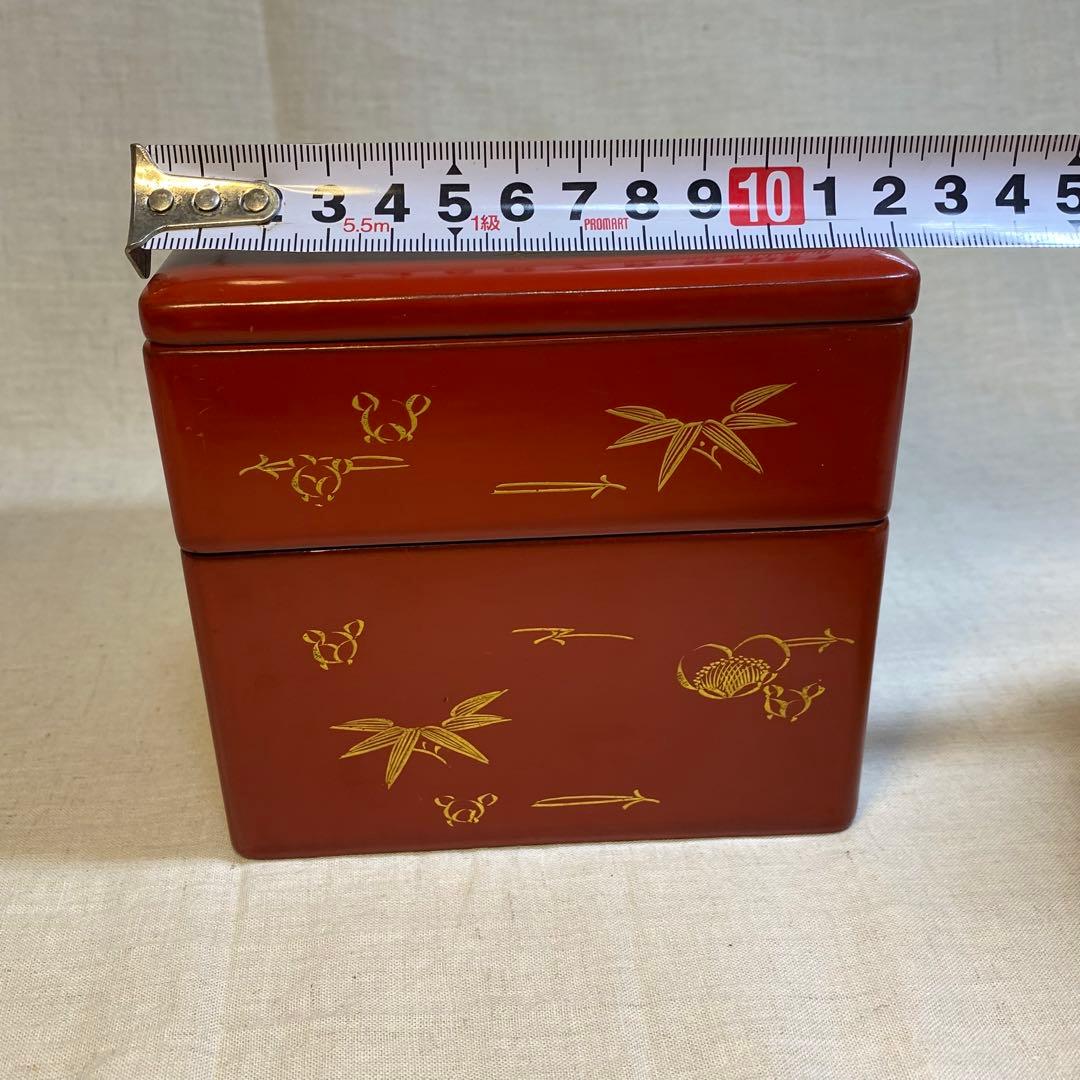 輪島塗　弁当箱　重箱　漆器　木製　外箱付　昭和初期　1客⑧