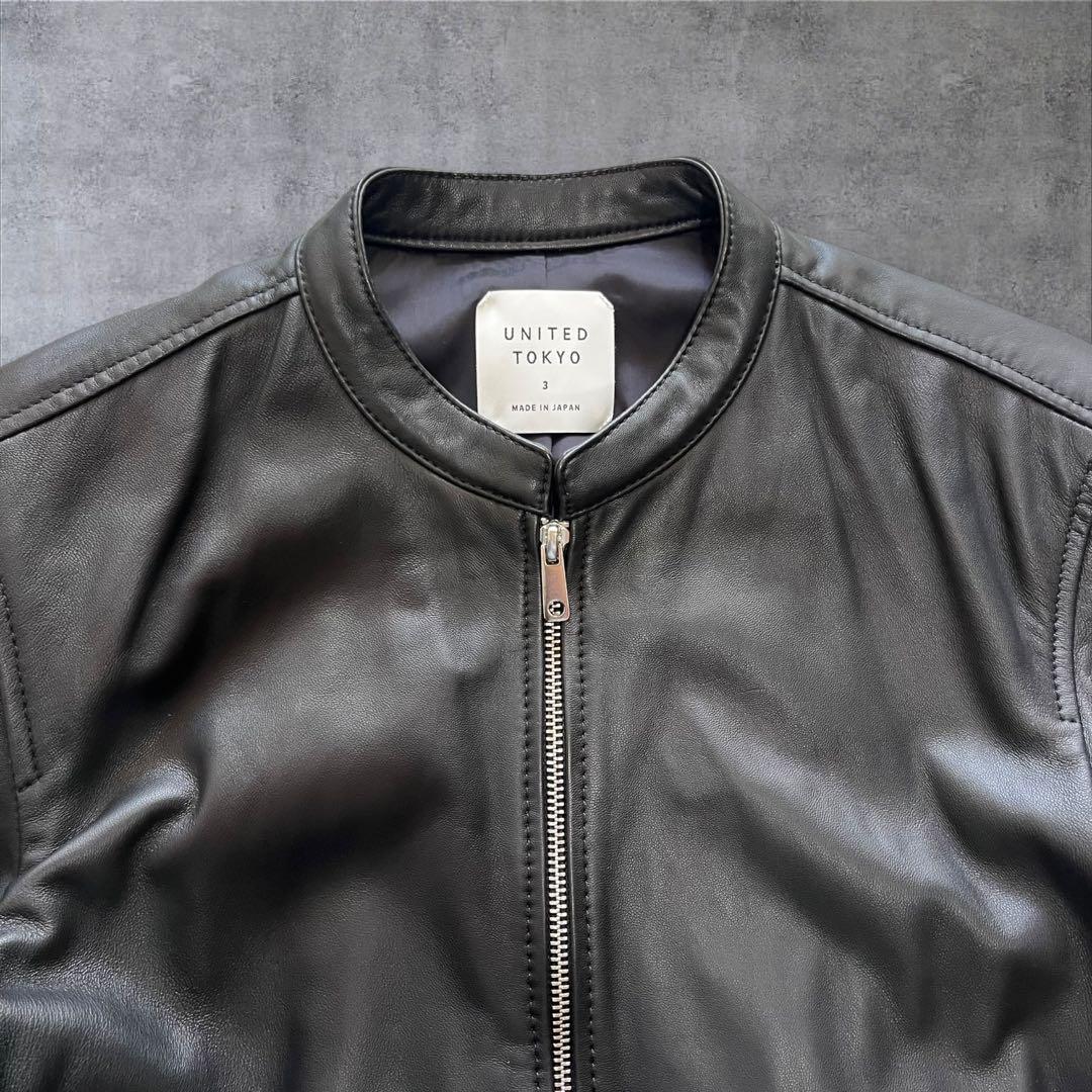 【美品】 ユナイテッドトウキョウ シングル ライダース ラムレザー L ブラック