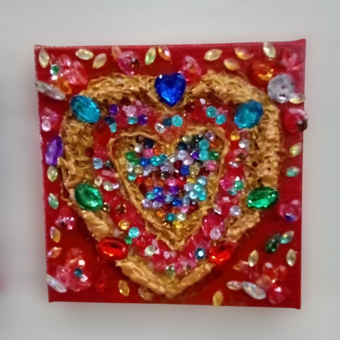 壁掛けアート　赤色二枚セット　15センチ