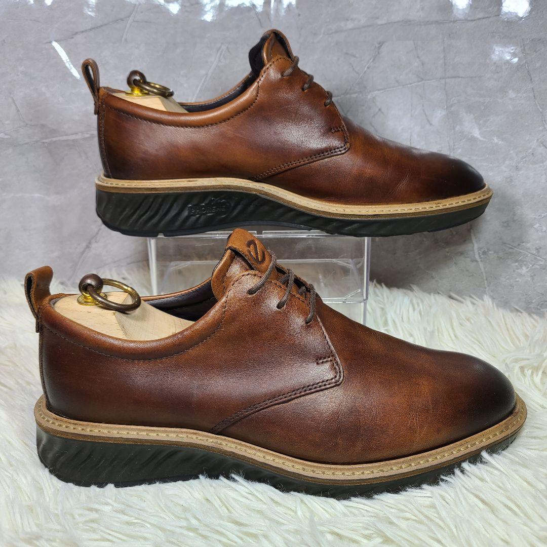 【ECCO】ST.1 HYBRID PLAIN TOE TIE　ダークブラウン