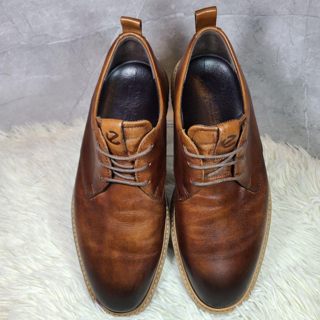 【ECCO】ST.1 HYBRID PLAIN TOE TIE　ダークブラウン