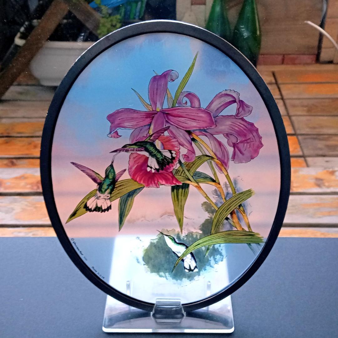 大判ステンドグラス Hummingbird ハミングバードと蘭グラスマスターズ社