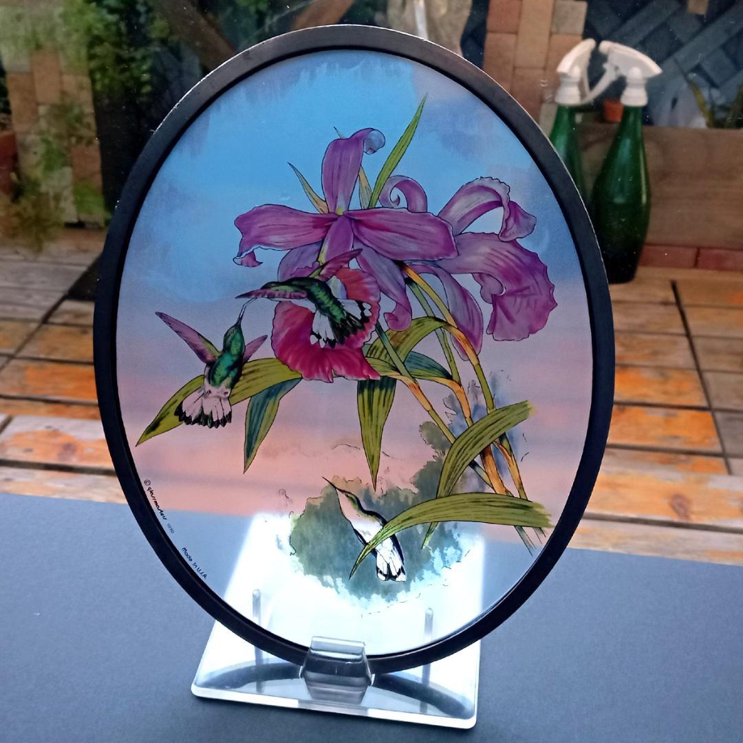 大判ステンドグラス Hummingbird ハミングバードと蘭グラスマスターズ社