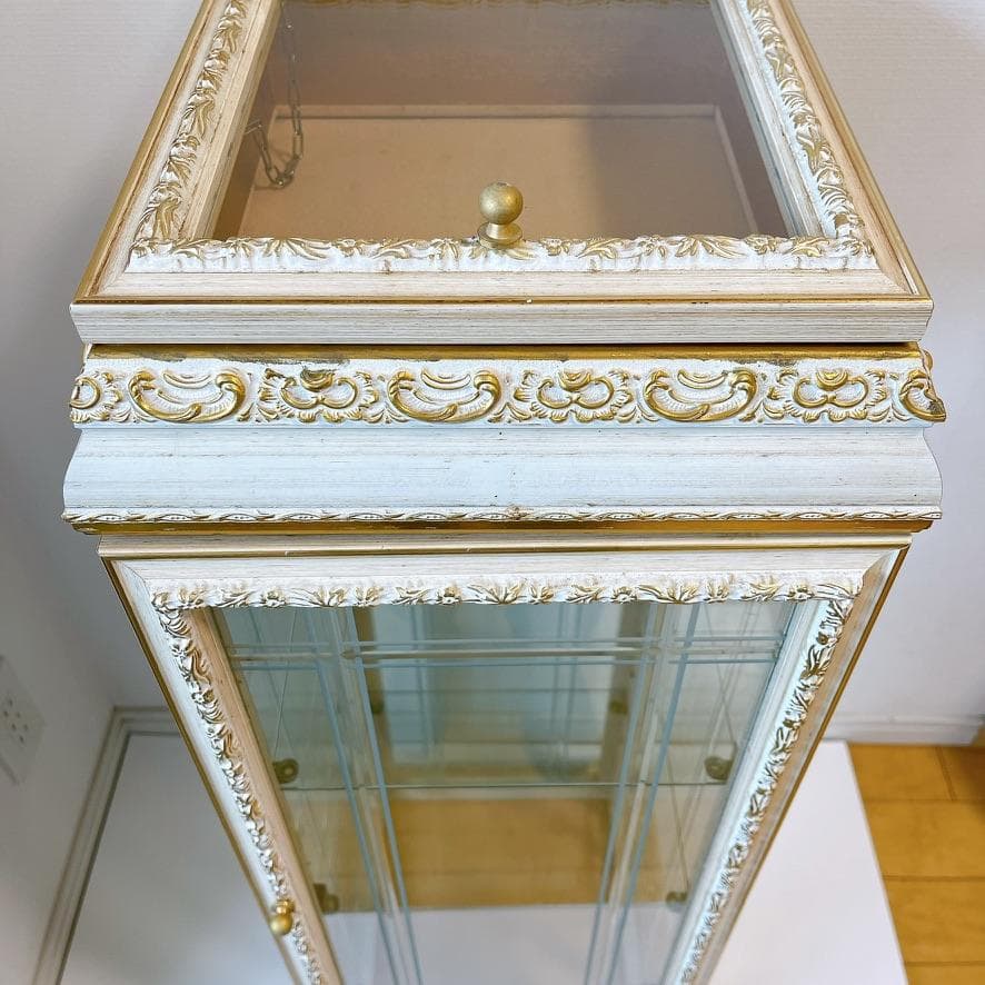 【イタリア製】金彩装飾 キュリオケース ガラスキャビネット アンティーク調