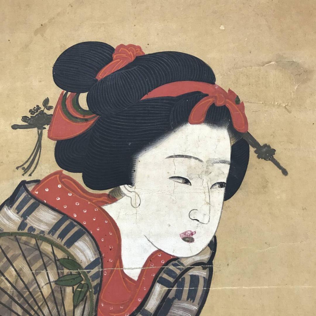 作者不詳/美人画/浮世絵/風俗画/掛軸☆宝船☆AH-672