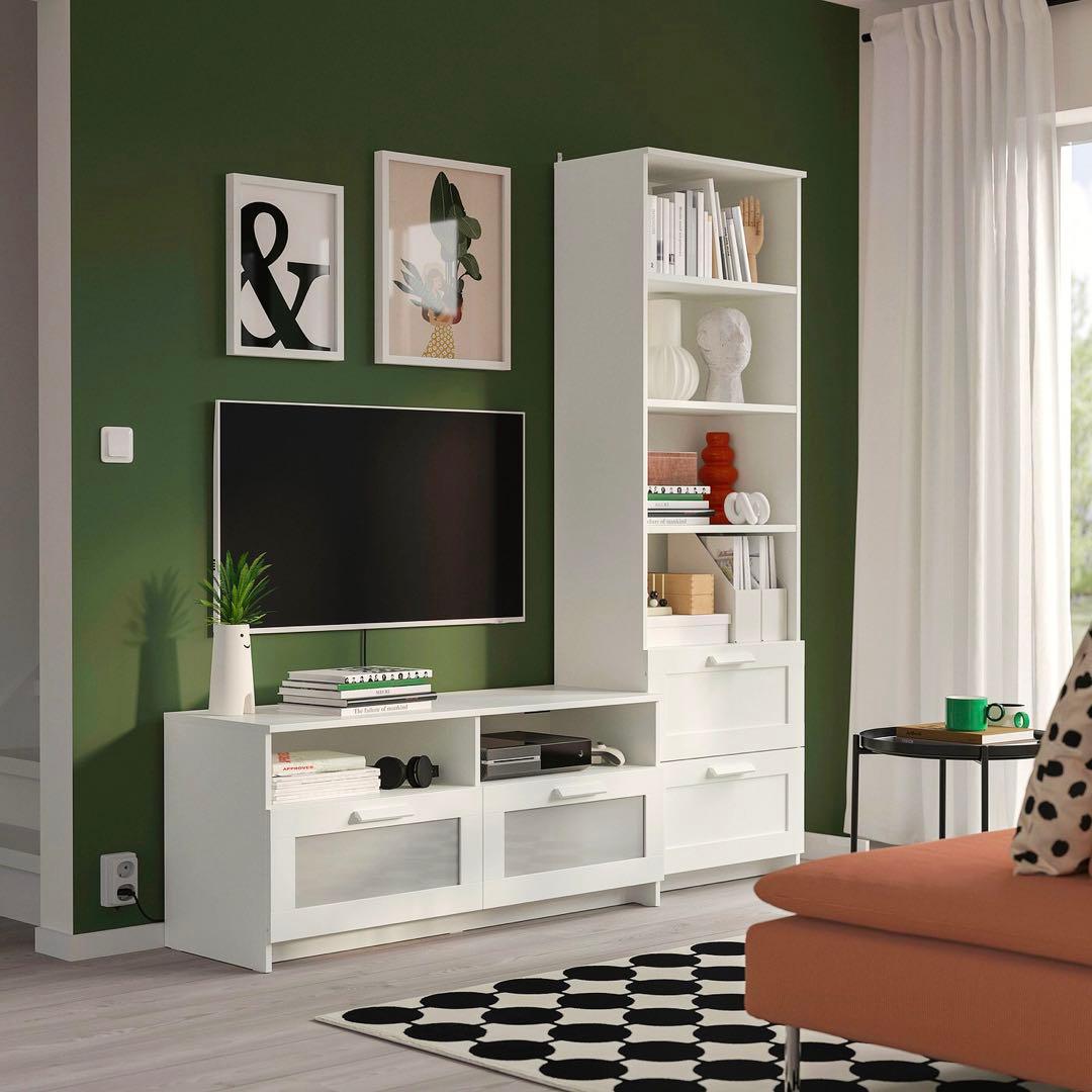IKEA BRIMNES テレビ台　サイドテーブル　ラグ　ホワイト　リビング　1