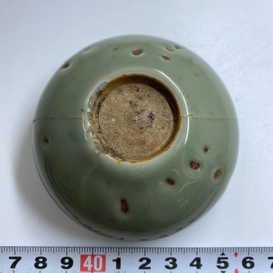 中国明時代　七官青磁盃　幅約7.8㎝　東Y7-0403⑥タサチ